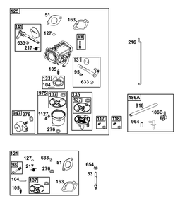 Carburetor Group Diagram and Parts List for 44N877-0020-G1 400000 - 699999 Briggs and Stratton Engine